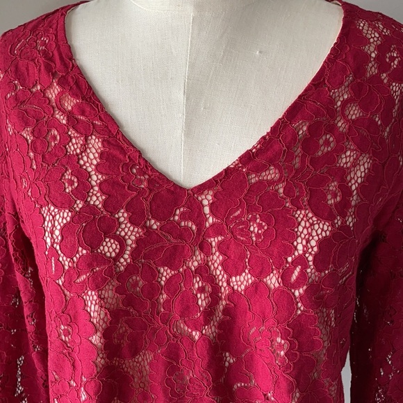 NWOT LACE Women’s TOP, ADIVA. Special occasion. 3/4 sleeves, V Neckline SIZE M - Picture 3 of 12